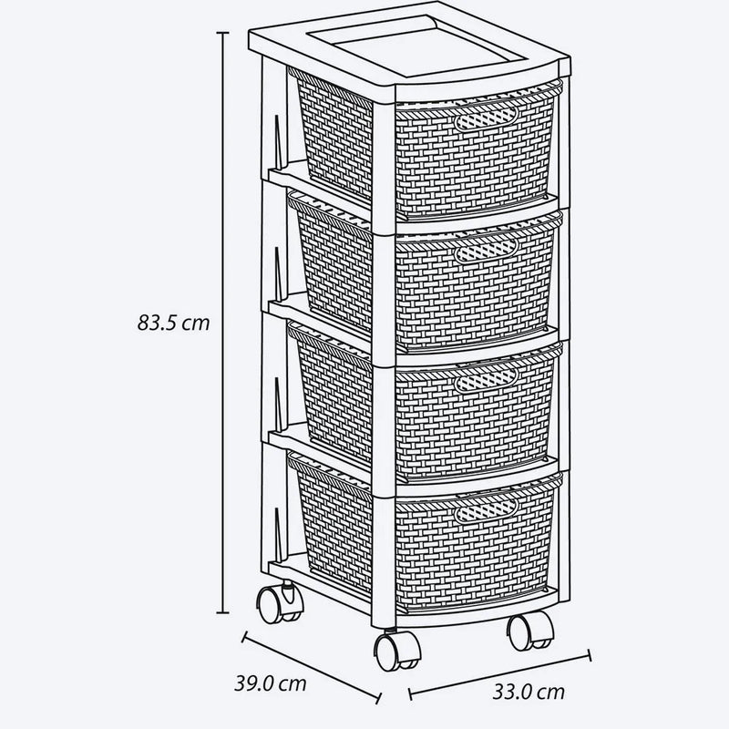 Cajonero Apariencia Rattan 4 Gavetas Altas