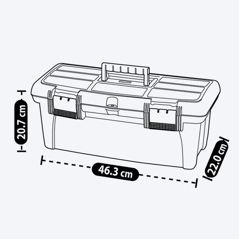 Caja Herramientas 18" con Tapa Organizadora Cerradura Plástica