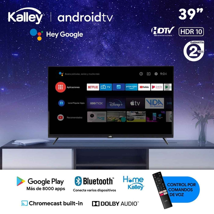 TV KALLEY 39" Pulgadas 99 cm ATV39HD HD LED Smart TV Android