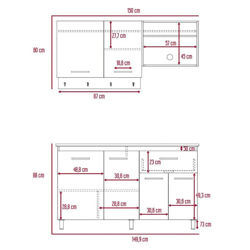 Cocina Alani Rovere 150 cm