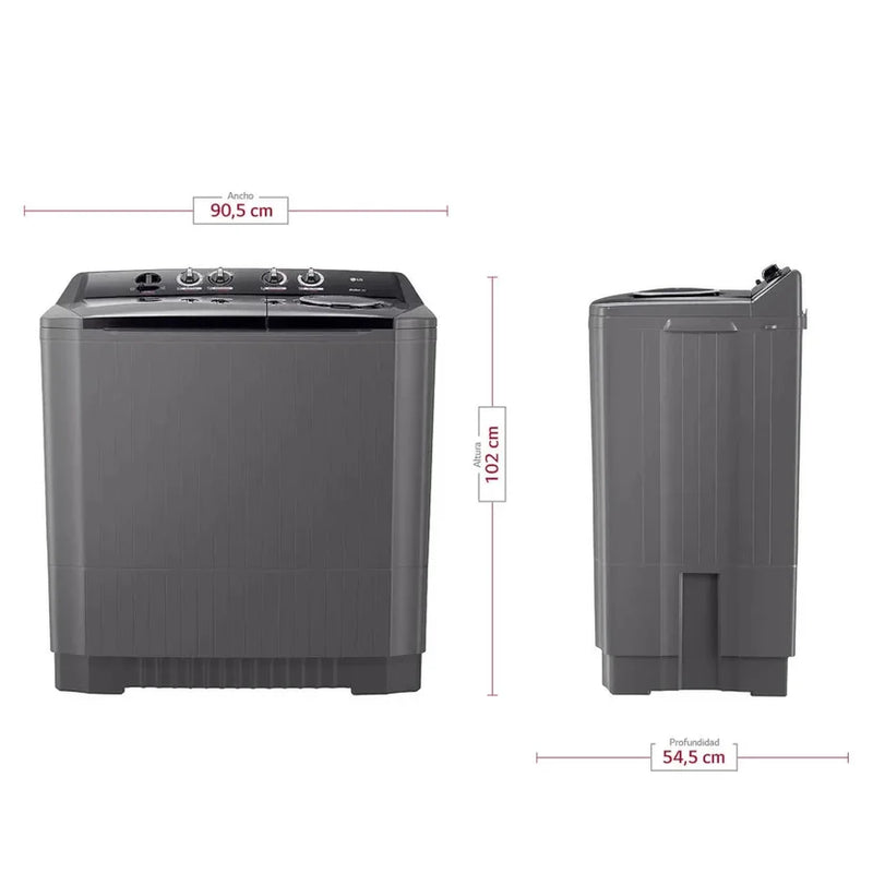Lavadora LG Doble Tina 15Kg Negro Roller Jet