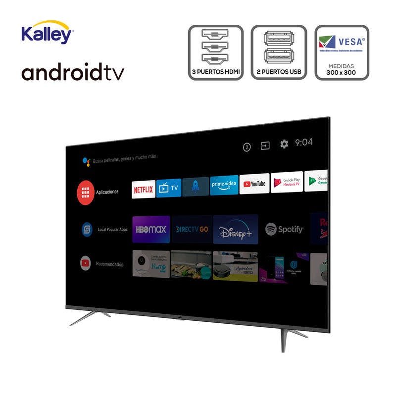 TV KALLEY 50 Pulgadas 127 cm ATV50UHDW 4K-UHD LED Plano Smart TV Android