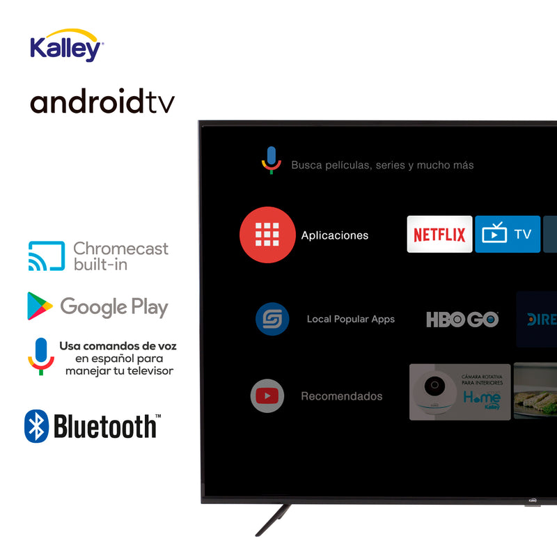 TV KALLEY 65 Pulgadas 164 cm ATV65UHDW 4K-UHD LED Plano Smart TV Android