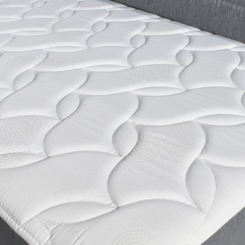 Combo Cama Tarima Acolchada Lino Gris 100×190