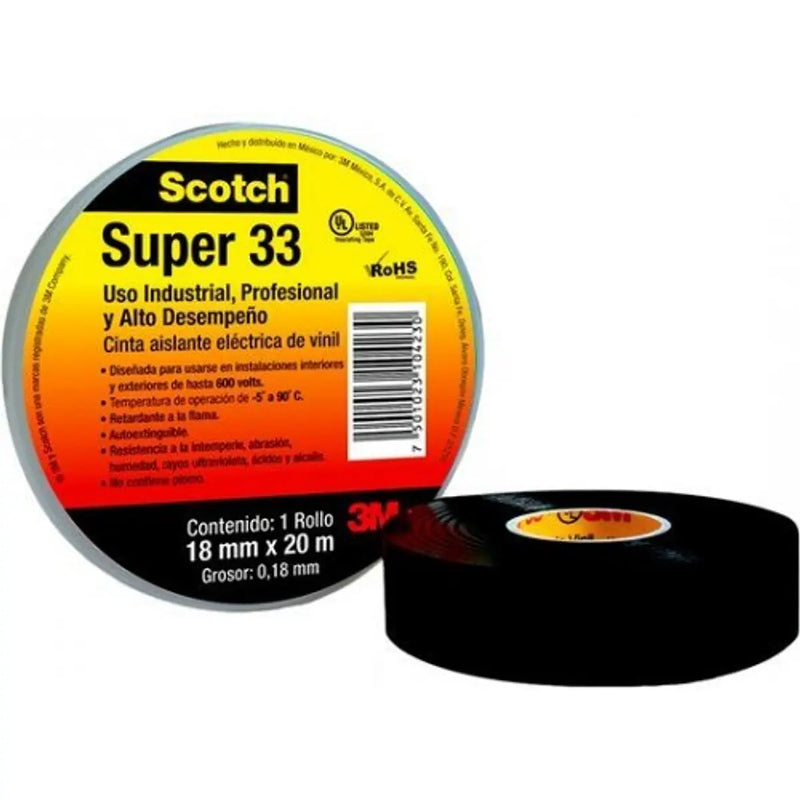 Cinta Aislante 3M SCOTCH SUPER 33 20 MTS(2000)