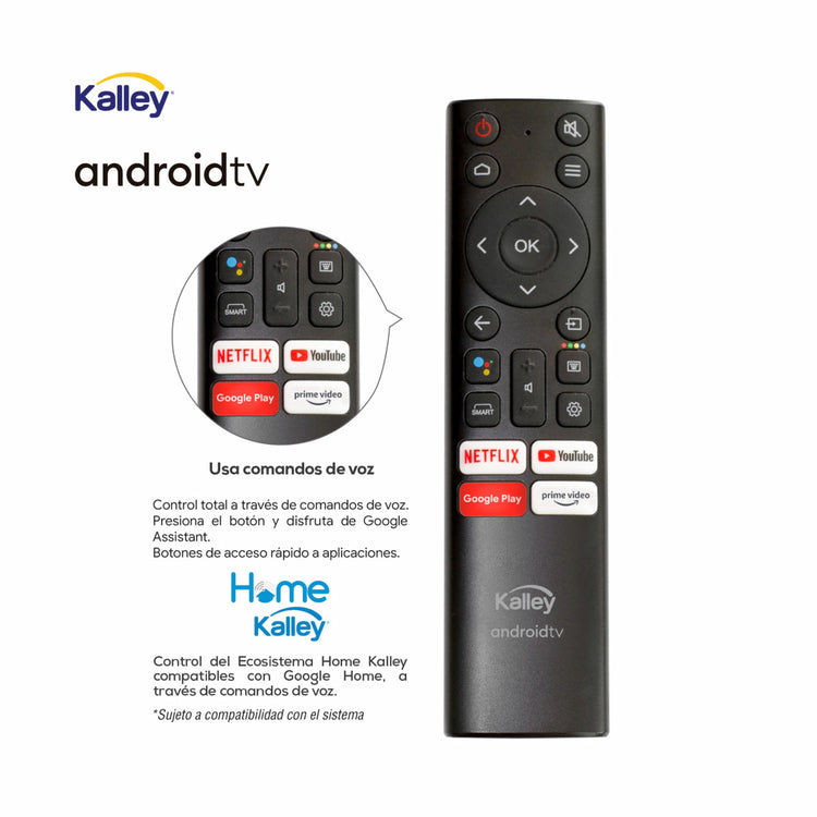 TV KALLEY 55" Pulgadas 139 cm ATV55UHD 4K-UHD LED Plano Smart TV Android